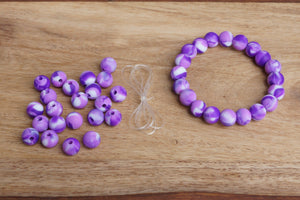 purple tie-dye silicone bead bracelet kit