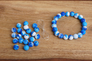 blue tie-dye silicone bead bracelet kit