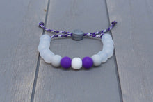 Load image into Gallery viewer, translucent  adjustable silicone bead bracelet on purple camo paracord