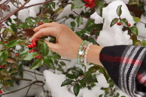 Christmas colours moonstone bracelets on elastic