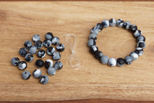 Load image into Gallery viewer, black and grey tie-dye silicone bead bracelet kit