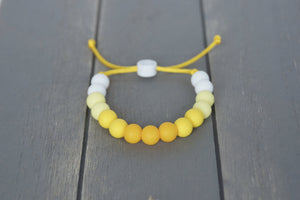 Yellow ombre adjustable silicone bead bracelet