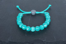 Load image into Gallery viewer, metallic turquoise adjustable silicone bead bracelet