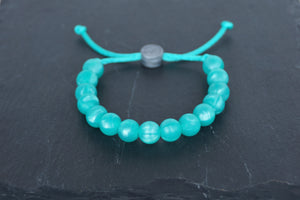 metallic turquoise adjustable silicone bead bracelet