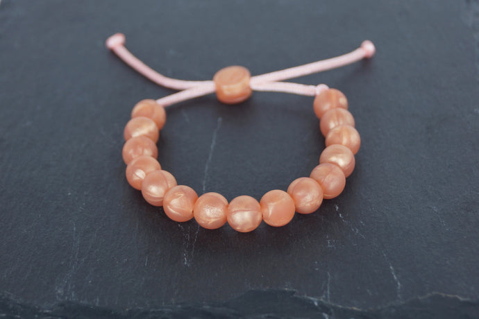 rose gold metallic adjustable silicone bead bracelet