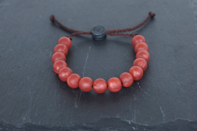 metallic red adjustable silicone bead bracelet