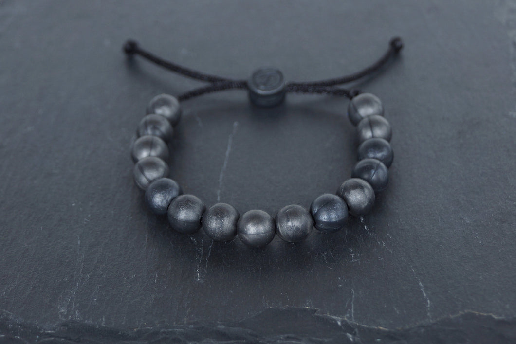 metallic black adjustable silicone bead bracelet