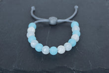 Load image into Gallery viewer, Translucent and metallic white and blue adjustable silicone bead bracelet