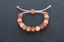 Load image into Gallery viewer, rose gold, copper and peach adjustable silicone bead bracelet