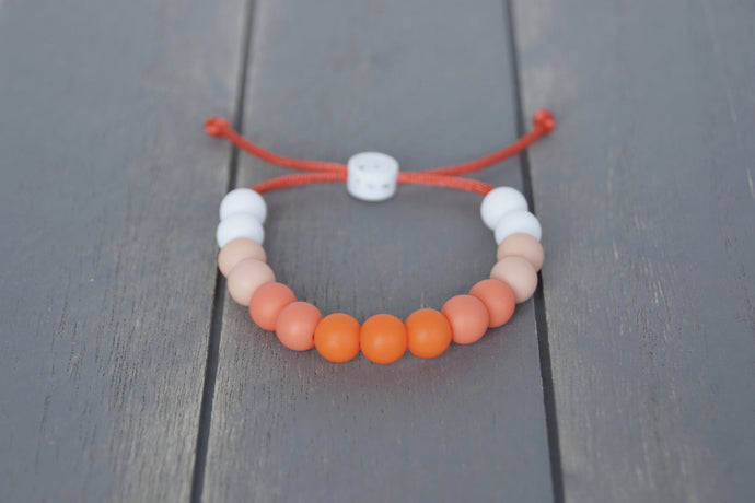 Orange ombre adjustable silicone bead bracelet