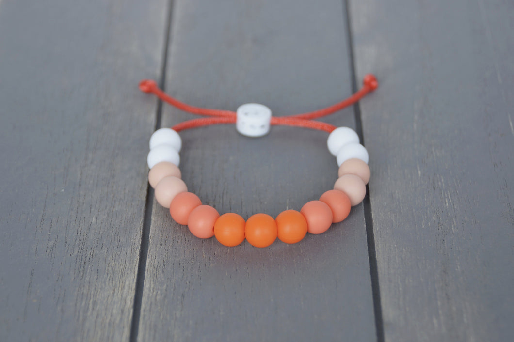 Orange ombre adjustable silicone bead bracelet