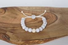 Load image into Gallery viewer, Brown marble with wheat colour accent bead adjustable silicone bracelet