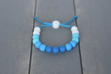 Load image into Gallery viewer, Aqua blue ombre adjustable silicone bead bracelet
