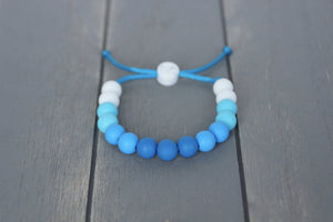 blue ombre adjustable silicone bead bracelet