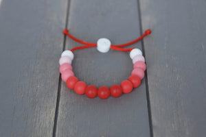 red ombre  adjustable silicone bead bracelet