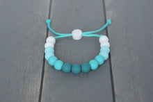 Load image into Gallery viewer, Turquoise Teal ombre adjustable silicone bead bracelet
