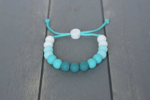 Turquoise Teal ombre adjustable silicone bead bracelet