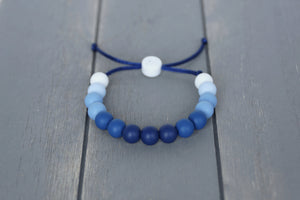 Dark blue ombre adjustable silicone bead bracelet