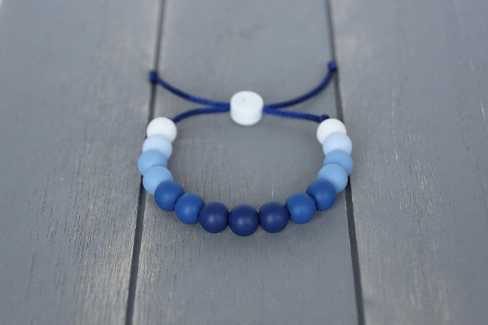 Blue ombre adjustable silicone bead bracelet