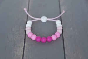 Pink ombre adjustable silicone bead bracelet