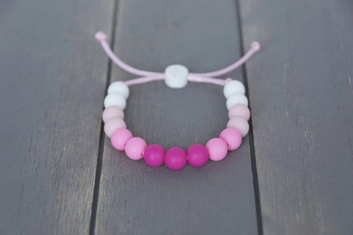 pink ombre  adjustable silicone bead bracelet