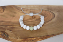 Load image into Gallery viewer, Brown marble with moss colour accent bead adjustable silicone bracelet