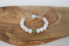 Load image into Gallery viewer, Brown marble with army green accent bead adjustable silicone bracelet