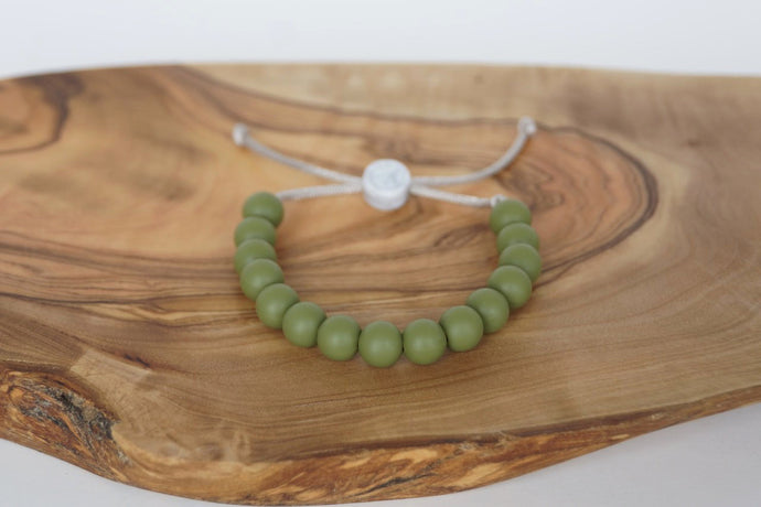 Army green adjustable silicone bead bracelet
