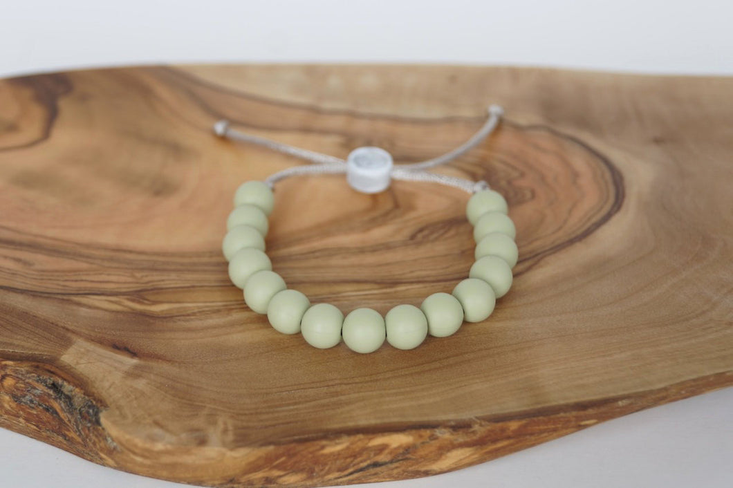 moss coloured adjustable silicone bead bracelet