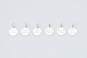 Silver plated inspirational jewellery tags