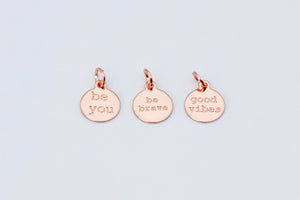 Rose gold plated inspirational jewellery tags