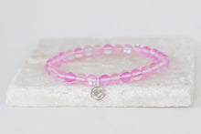 Load image into Gallery viewer, pink moonstone bracelet on elastic