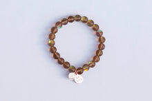 Load image into Gallery viewer, Brown moonstone bracelet on elastic with inspirational tag