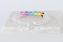 Load image into Gallery viewer, white and rainbow moonstone on elastic