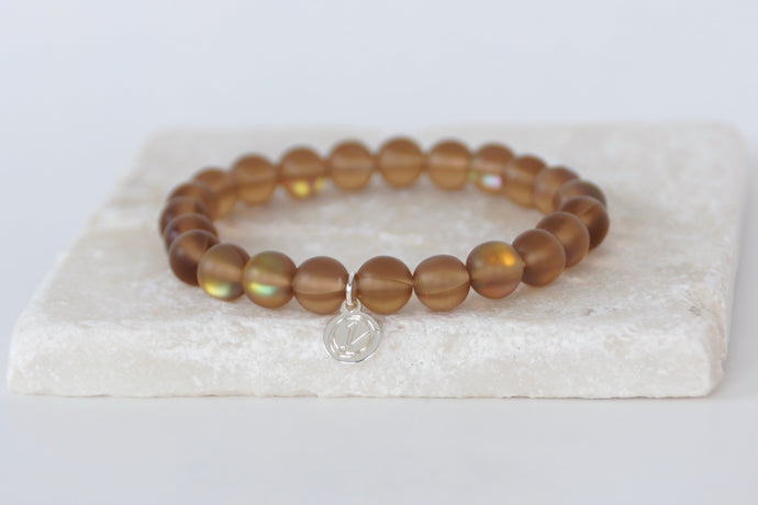 Brown moonstone bracelet on elastic