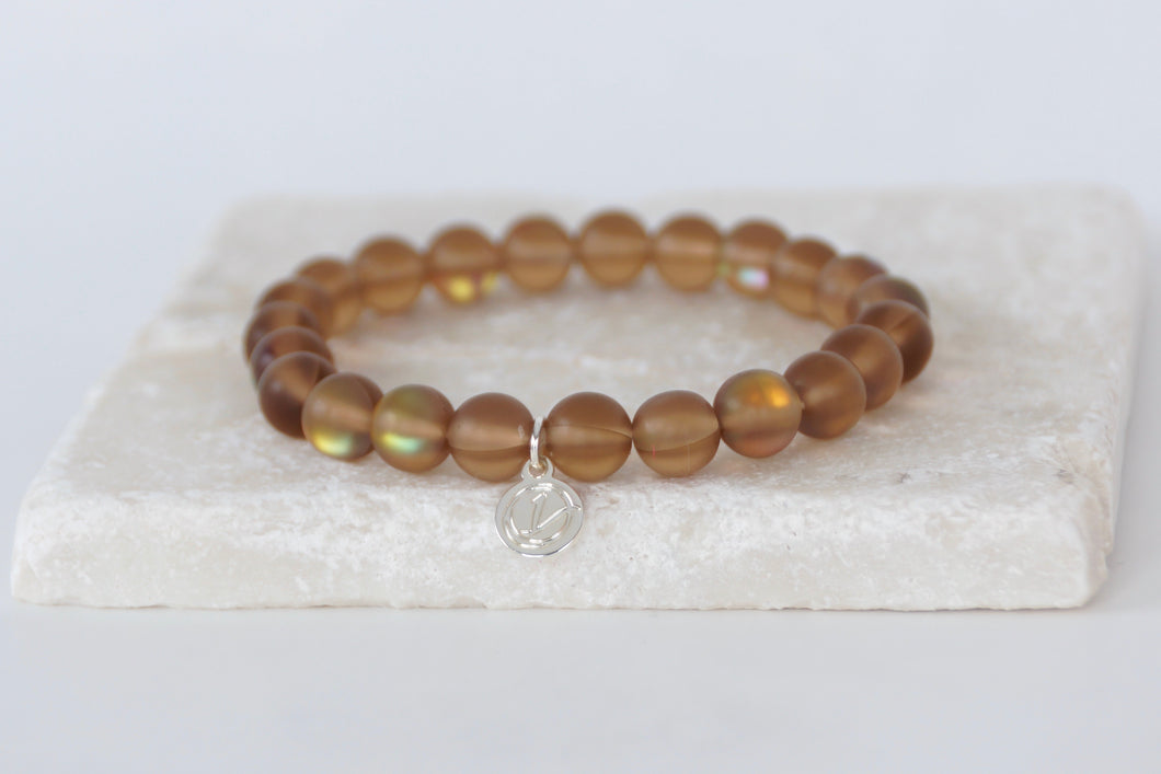 Brown moonstone bracelet on elastic