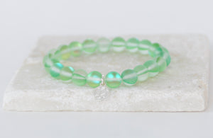 Green moonstone bracelet on elastic