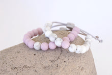Load image into Gallery viewer, set of 2 lilac and white marble adjustable silicone bead bracelets