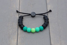 Load image into Gallery viewer, black and green ombre adjustable silicone bead bracelet