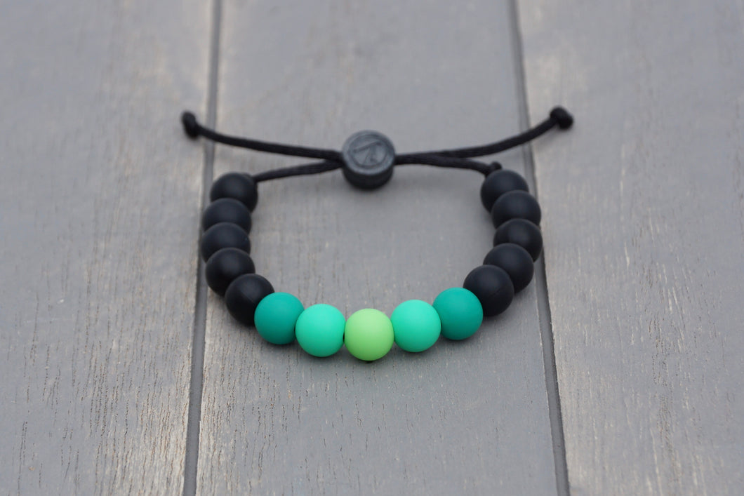 black and green ombre adjustable silicone bead bracelet