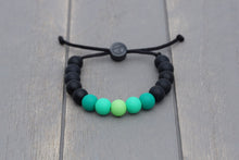 Load image into Gallery viewer, Black and green ombre adjustable silicone bead bracelet