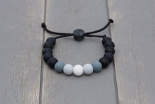 Load image into Gallery viewer, Black, grey and white ombre adjustable silicone bead bracelet