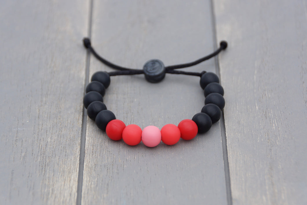 black and red ombre adjustable silicone bead bracelet
