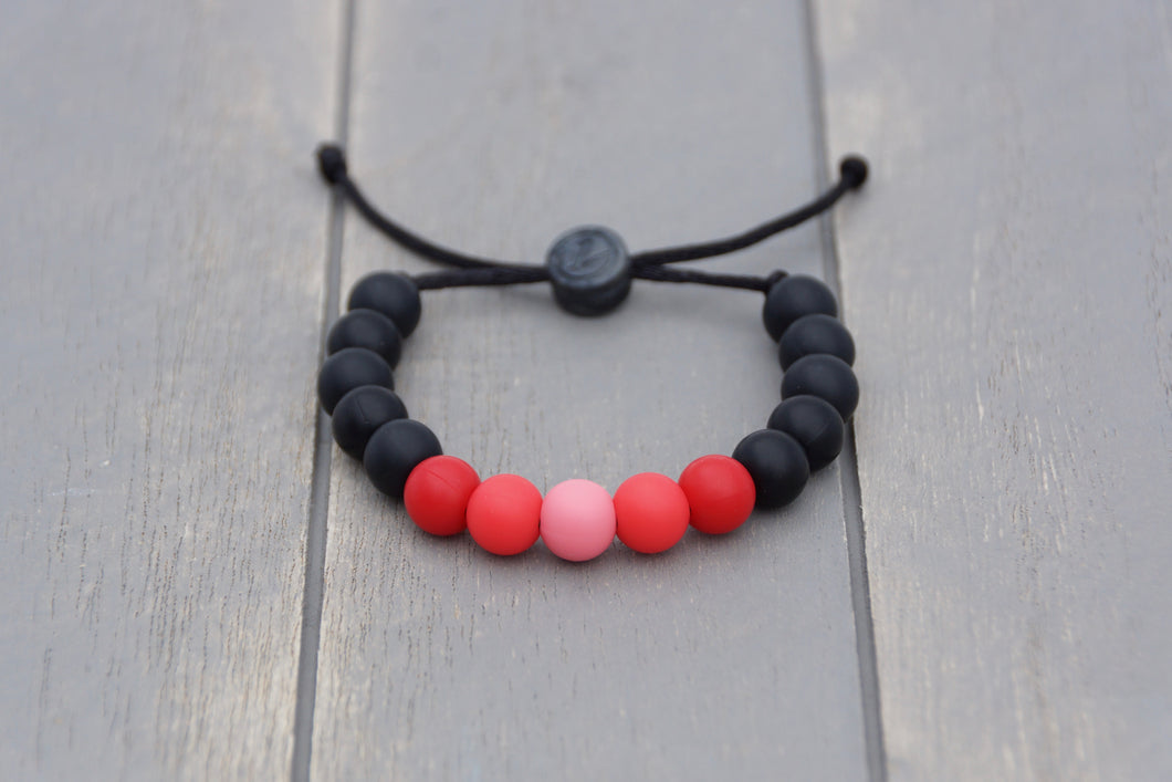 black and red ombre  adjustable silicone bead bracelet