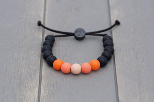 black and orange ombre adjustable silicone bead bracelet