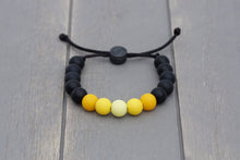 Load image into Gallery viewer, Black and yellow ombre adjustable silicone bead bracelet