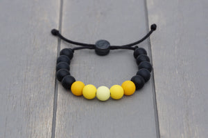 Black and yellow ombre adjustable silicone bead bracelet