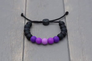 black and purple ombre  adjustable silicone bead bracelet
