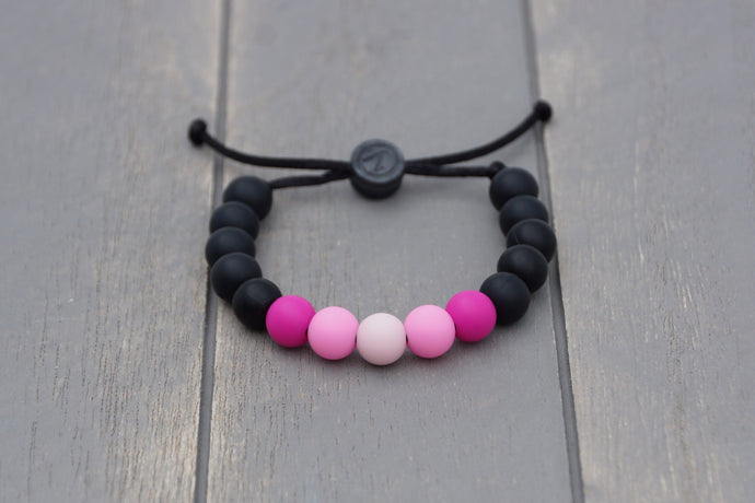 black and pink ombre  adjustable silicone bead bracelet