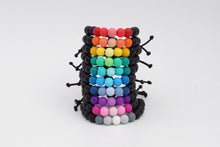 Load image into Gallery viewer, Dark ombre adjustable silicone bead bracelets in a rainbow of colours